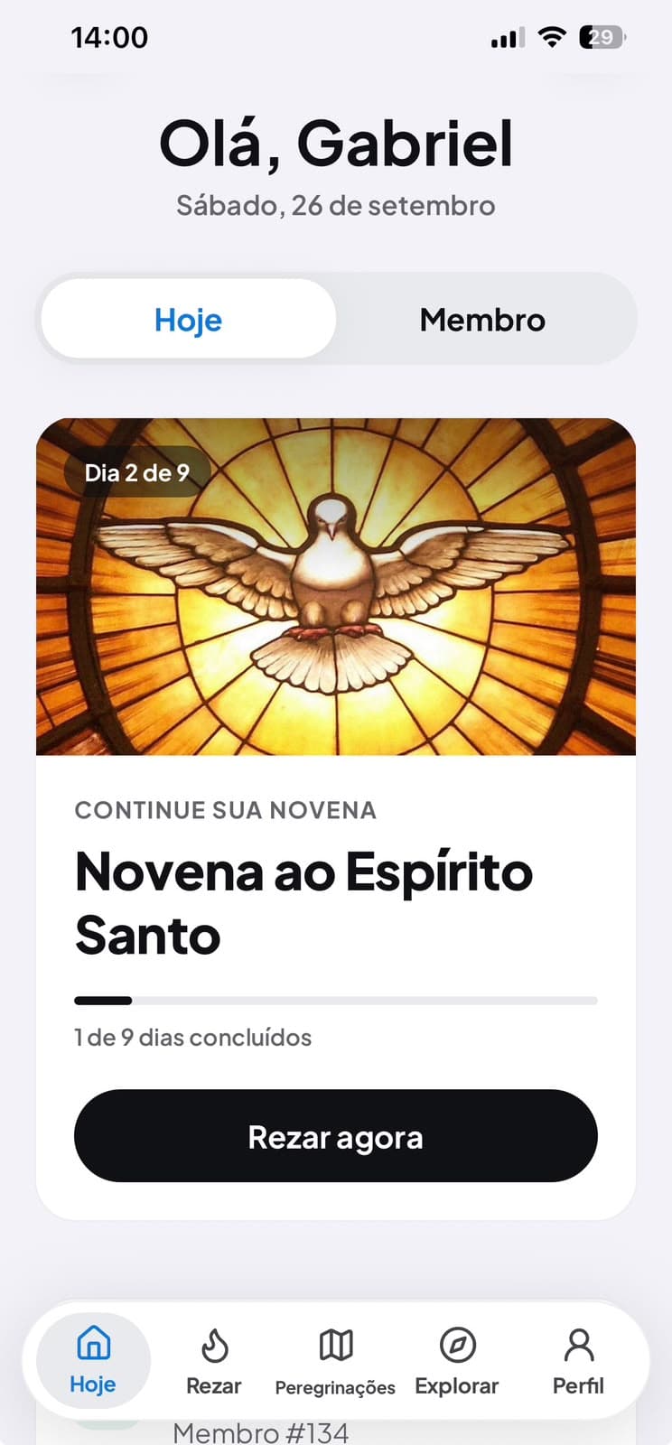Garabandal +, ecrã Hoje com a novena em curso